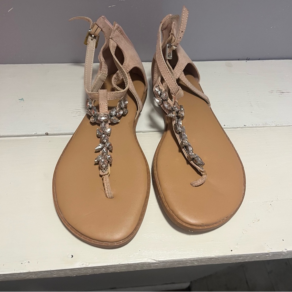 Jeweled flat sandals